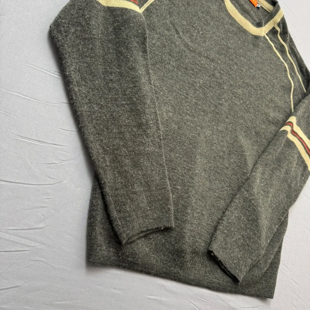 Golf Street Mens XL Crewneck Sweater Grey Racing Stripe Raglan Long Sleeve Knit
